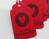 Thank You Tags Heartfelt Thanks- Set of 8 - Custom Colors Available - Heart Thank You Tags
