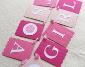 It's a Girl Banner - Embossed Sm Dots - READY TO SHIP - Baby Shower Decor Baby Girl Garland Il_170x135