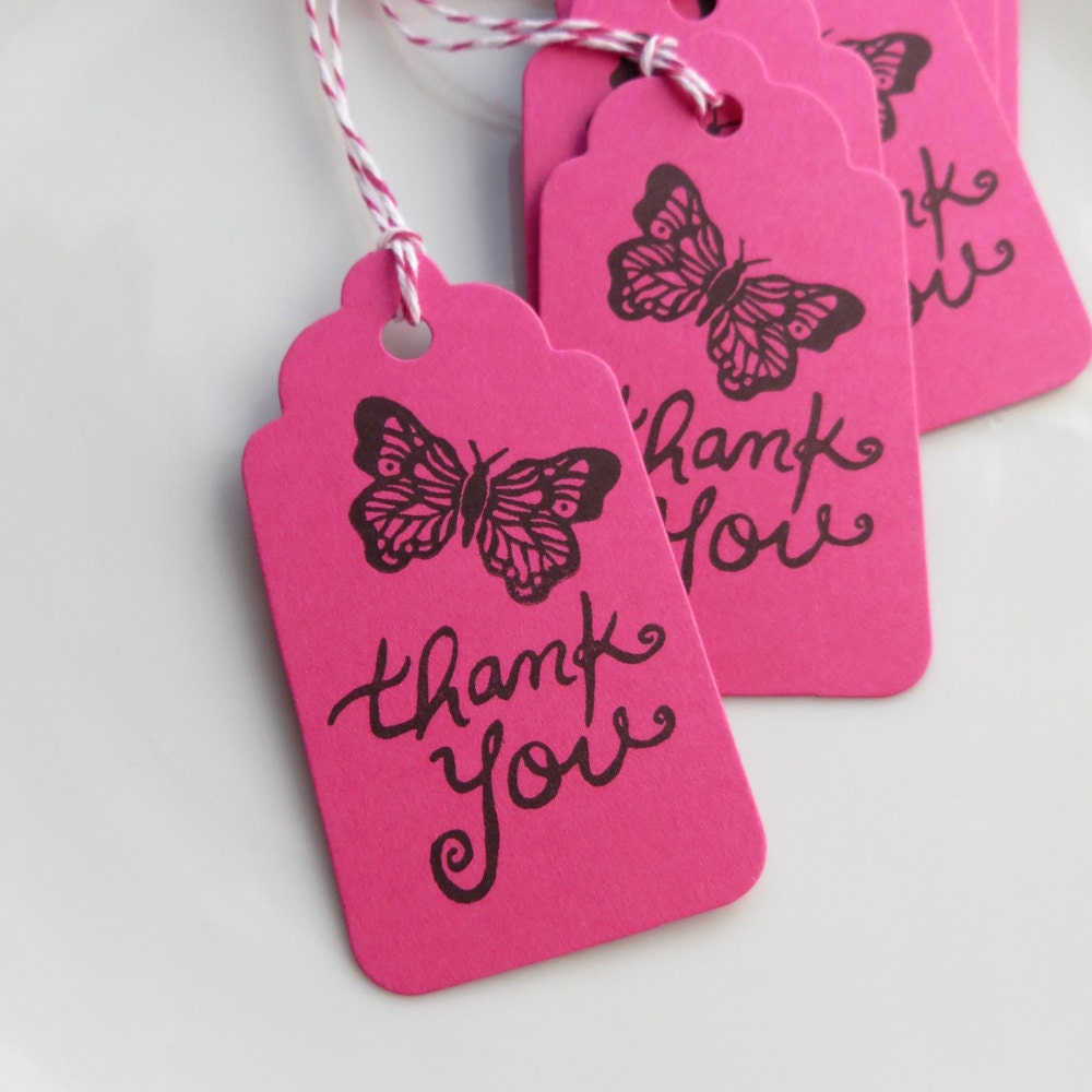 Thank You Tags Butterfly - Set of 8 - Custom Colors Available - Butterfly Birthday Favor Tags Bridal Shower Tags Il_170x135