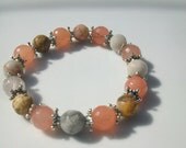 Boho Cherry and Jasper Gemstone Bracelet / Fall Fashion Bracelet