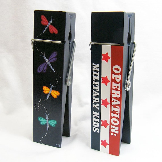 CUSTOM/RESERVED for Marci K. - Red/White/Blue Memo Holder, Dragonfly Memo Holder, Hand Painted Personalized Office Door Sign