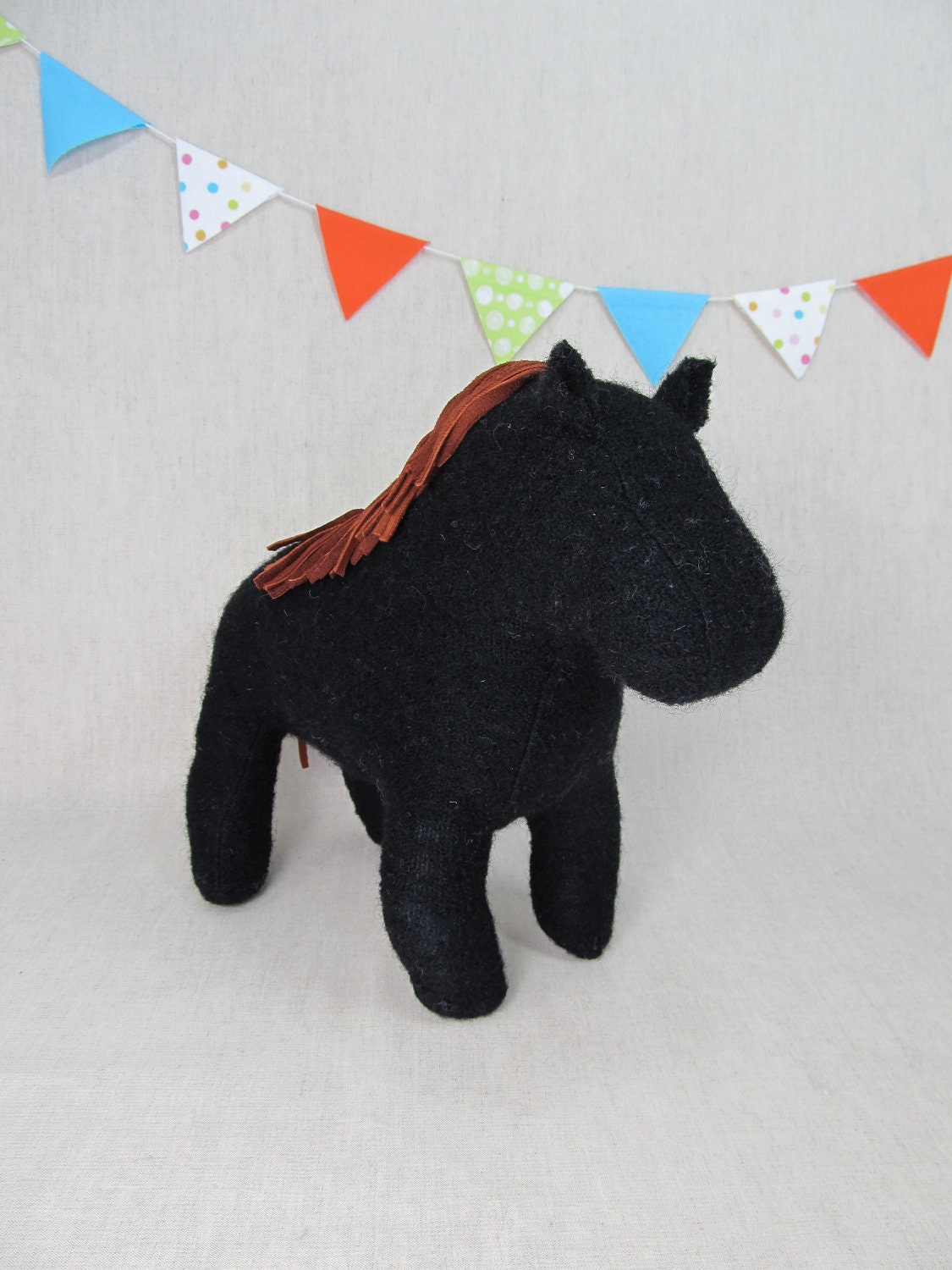 Pony, Handmade, Stuffed Animal, Toy, Children, Plush, Black