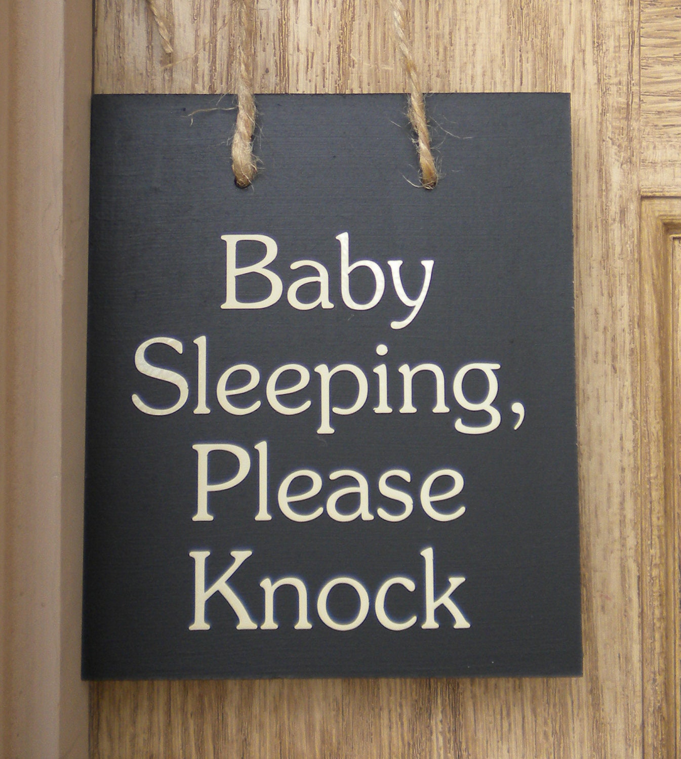Baby Sleeping, Please Knock wood sign
