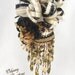 Ebony, Ivory and Gold Victorian Beaded Ornament with Swarovksi Crystals