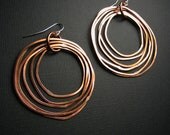 Copper Earrings - Shiny finish - Layered rings - hoop earrings - light weight