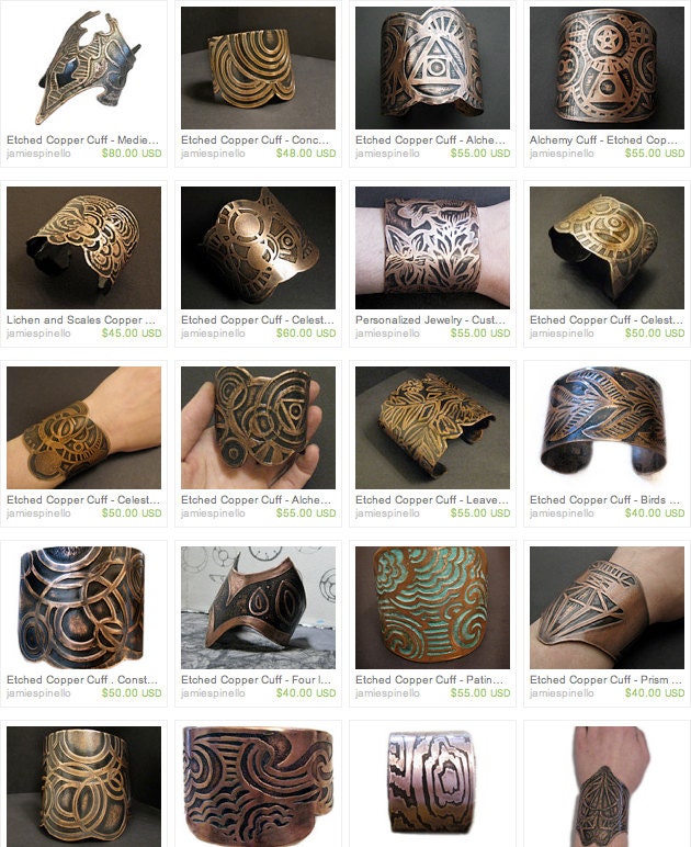 Etched Copper Cuff - Patina Land and Sea Design - Unisex - Bridal jewelry - handmade copper jewelry