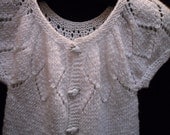Hand Knitted Child Cardigan Sweater in Little Lamb White