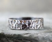 Rustic Sterling Silver Band - Men's Jewellery - Wedding Band