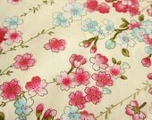 Cherry Blossoms on Pale Yellow - Japanese Cotton Fabric - Half Yard