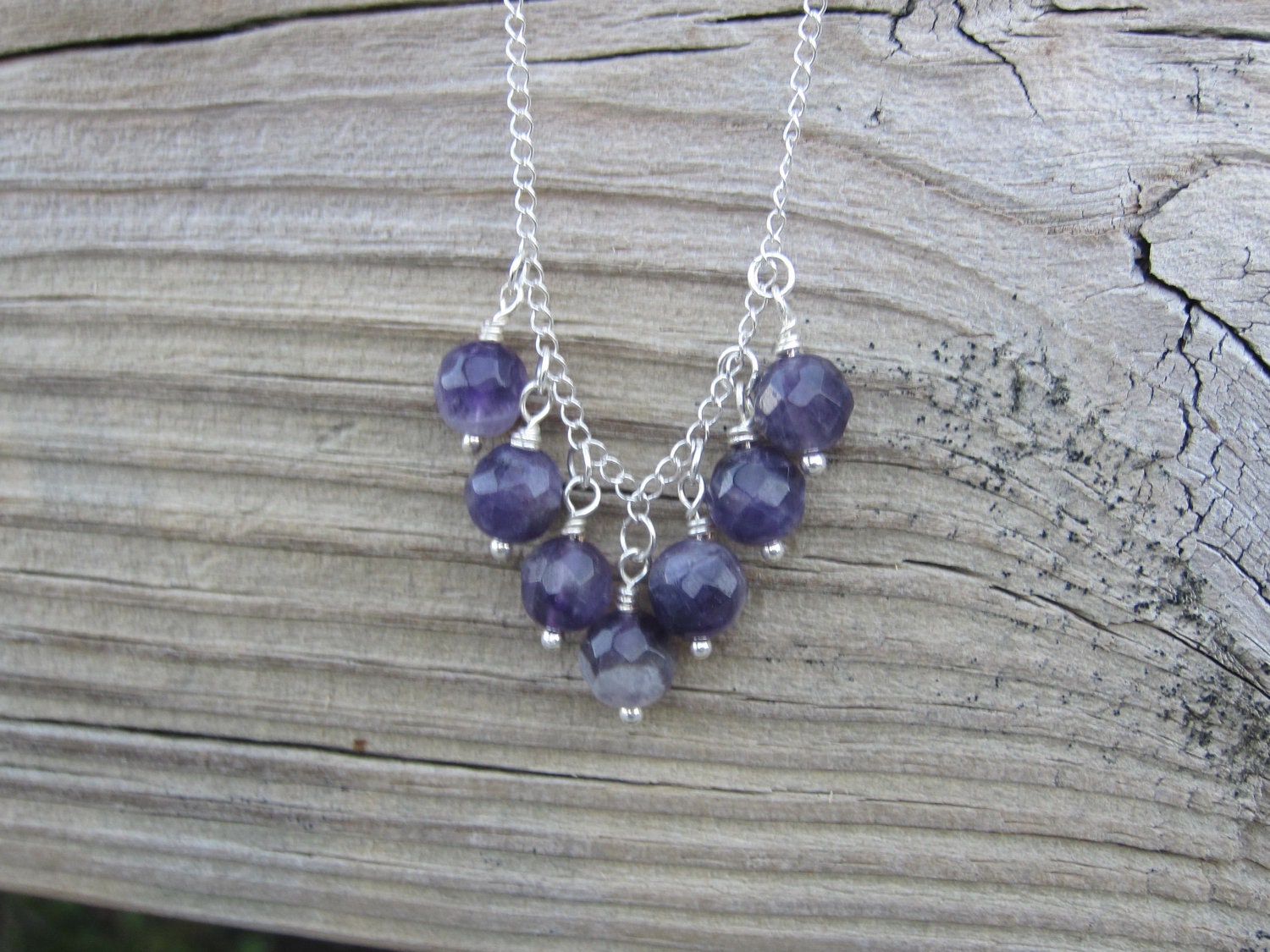 Amethyst Necklace. Purple Beaded Necklace and Matching Earrings.