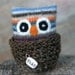 Little Lucky Owl recycled felted striped wool plushie needle felt crocheted nest kids toy (woolcrazy)