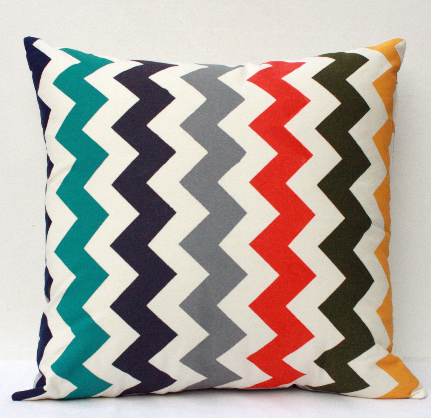 Chevron Weasley - chevron striped organic hand screenprinted pillow, 20 x 20
