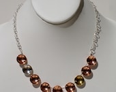 Gliese, handmade, sterling silver, copper and brass, concave, 14mm disc, contemporary necklace