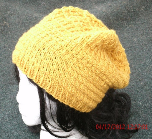 Hand Knit Hat - The Twist  in Gold- Unisex Hat - Fall, Winter, Spring Accessories Womens Hat - Womens Fashion - Womens Accessories