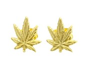 NEW colors- POT LEAF Vintage Gold plated Stud Earrings