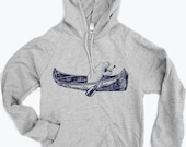 Unisex Pullover Hoody - MANATEE (in a Canoe)  - Flex Fleece Classic Sweatshirt - American apparel sizes xs s m l xl (2 Color Options)