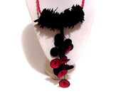 Statement necklace Cherry leather necklace Red and black "Pods" collection