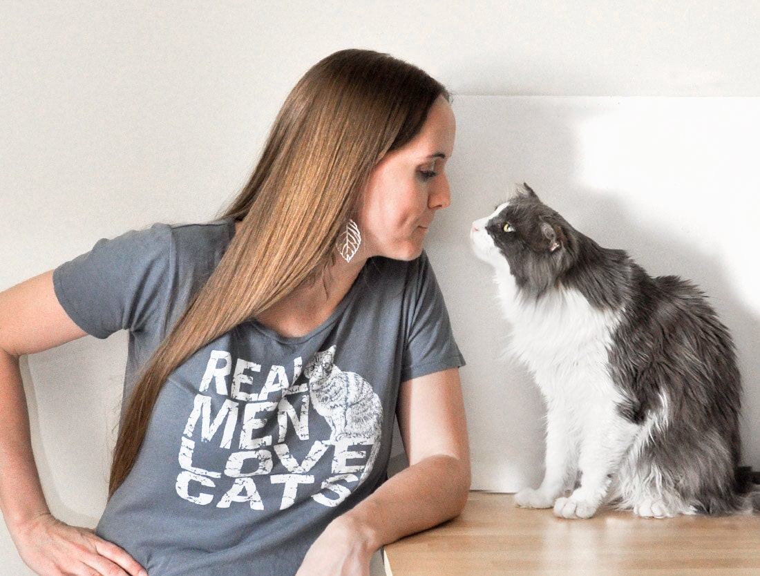 Womens Tshirt Real Men Love Cats Womens Organic Cotton scoop neck t-shirt Cat Shirt Mothers Day