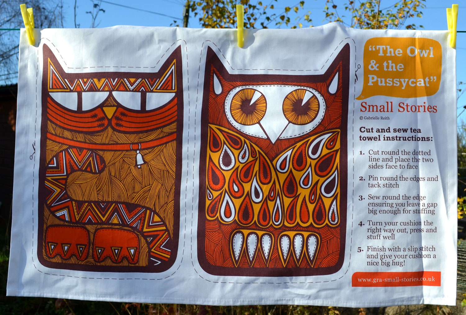Owl and the Pussycat cut and sew tea towel