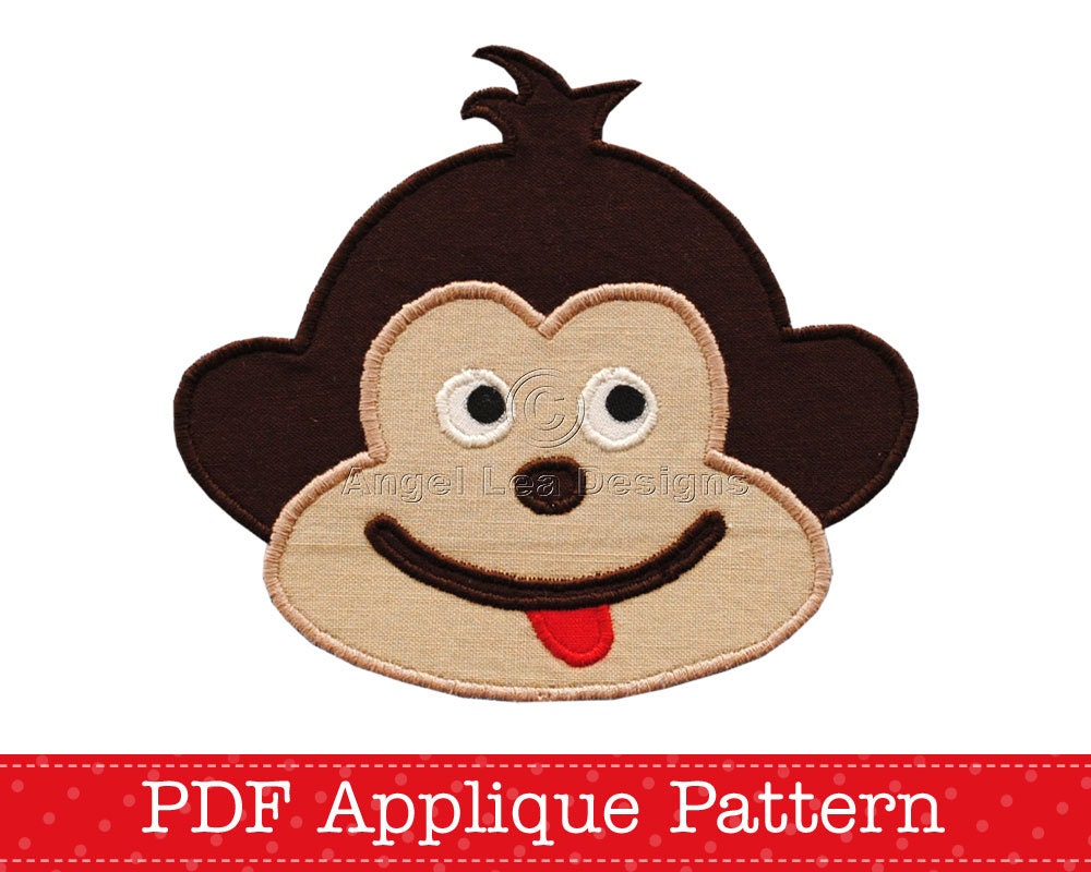 Cheeky Monkey Applique Template, Animal, DIY, PDF Pattern by Angel Lea Designs, Instant Download Digital Pattern
