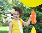 Childrens Clothing..... The Party Dress.....with Chevron Stripes....and Ruffles...by laken and lila