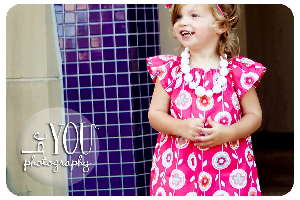 Childrens Clothing...Back To School.... Pink Mod Flower City Dress.....handmade childrens clothing by laken and lila