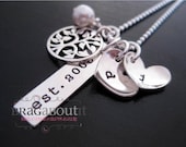 Hand Stamped Jewelry - Personalized Necklace - Sterling Silver - Our Family Tree