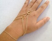 Gold Hand Chain, two tiered hand bracelet, ring bracelet