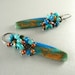 Peruvian Blue Opal, Jade and Jasper Wire Wrapped Earrings