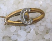 Anitque brass barrette intial C