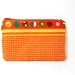Cotton Pencil Case Zipper Pouch Orange Gingham