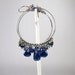 Black Blue Oxidized Silver Hoop Chandelier Earrings Wire Wrapped Coiled Silver Gemstone Bohemian Luxury Fashion - Brenda