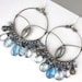 London Blue Topaz Large Hoop Earrings Oxidized Silver Coiled Wire Wrapped Blue Gemstone  Luxury Fashion