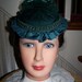 Civil War Hatand Reticule,Victorian Ladies,Green teardrop Brocade with Green Satin ruffle costume