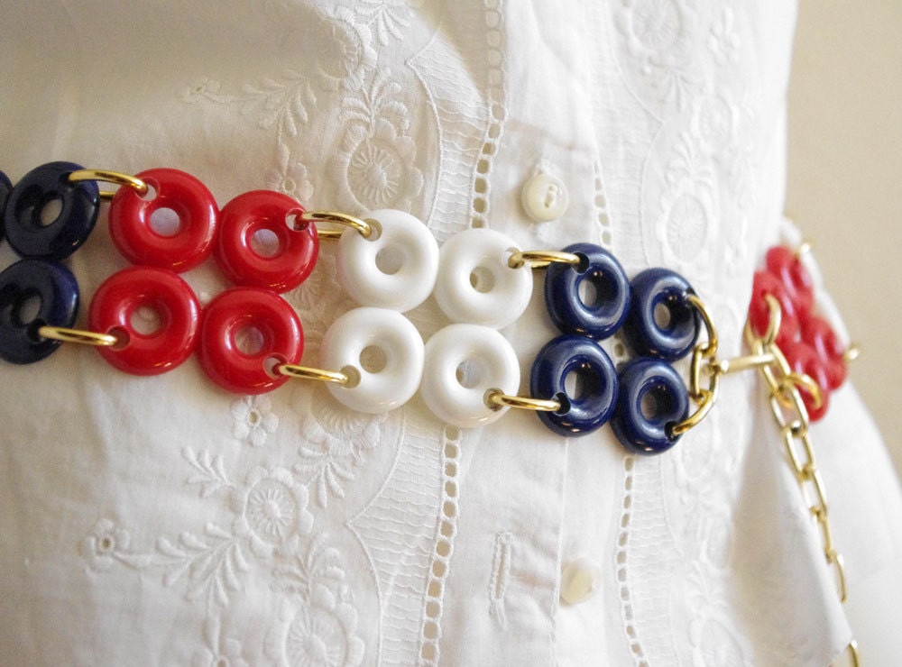 Groovy Hipster Red White and Blue Hip Chain Belt