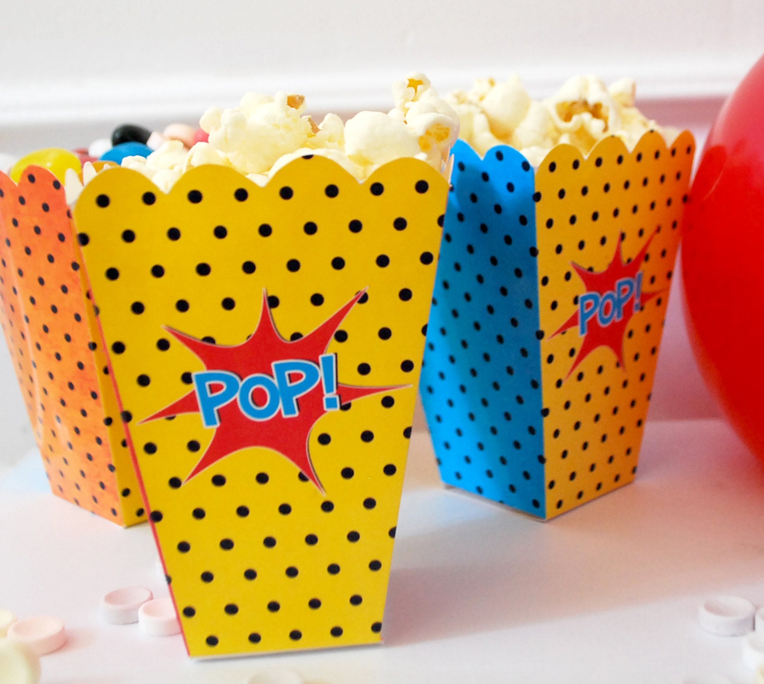 Instant Download Popcorn and Candy mini printable superhero boxes party favors DIY super hero