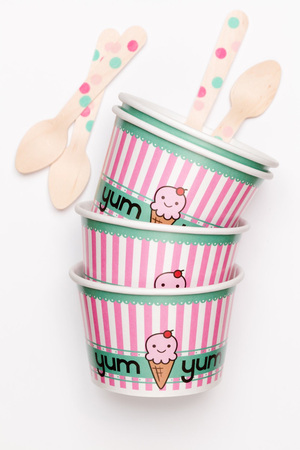 10 Ice Cream Cups And 10 Ice Cream Spoons - Amigurumi - Yum Yum Il_570xn