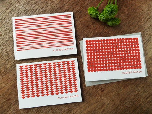 Printable Note Card Set - Red Geo