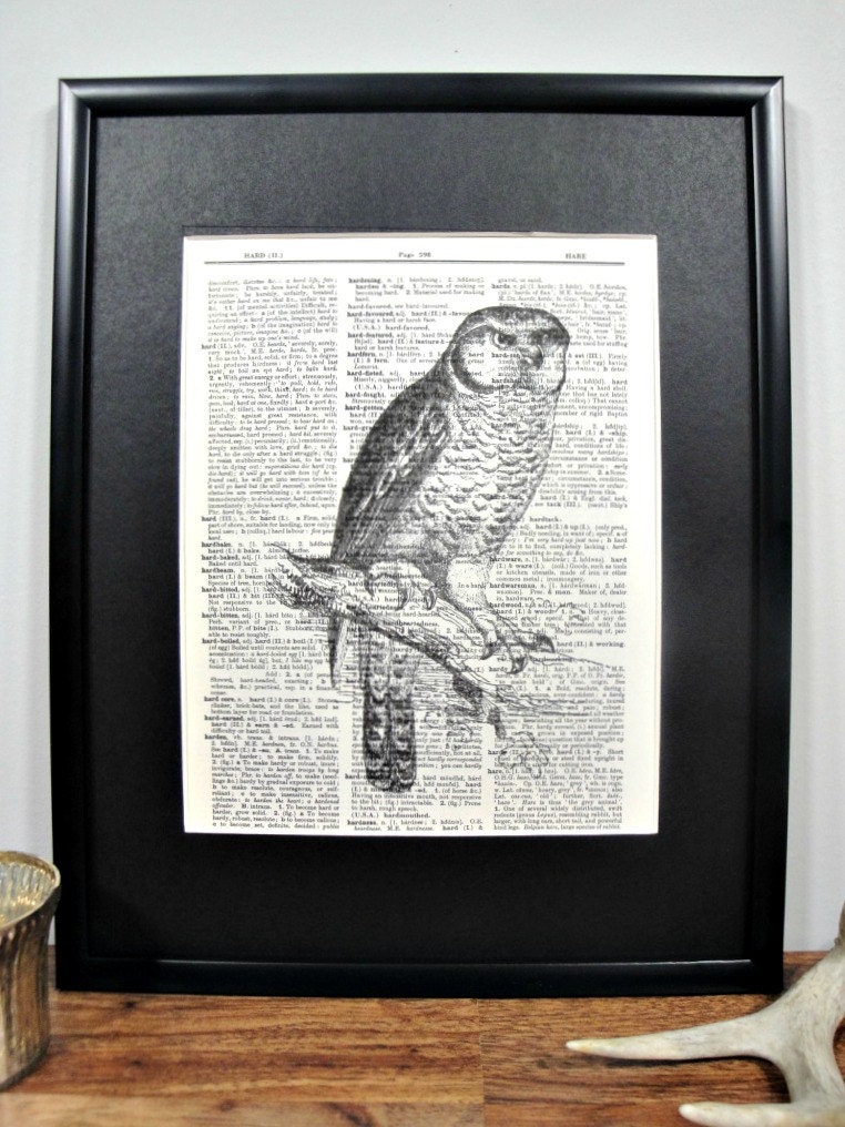 FRAMED Vintage Dictionary Print - Woodland Series - The Perched Owl
