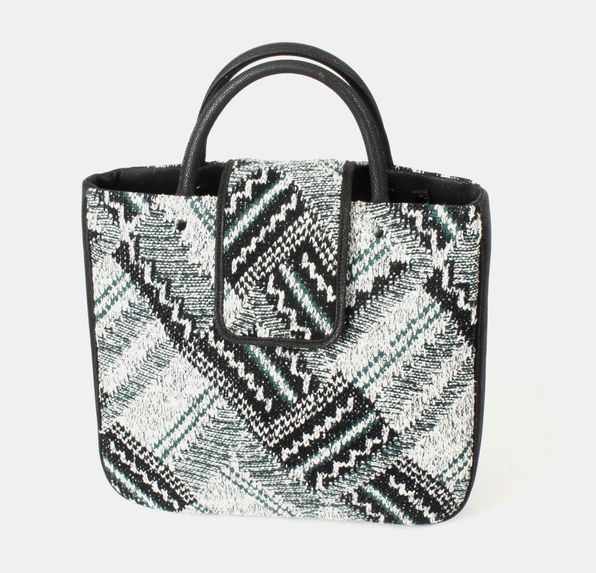 OOAK large eco fashion Tote Bag with top handles