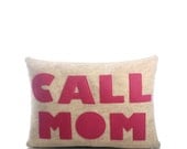 CALL MOM - recycled felt applique pillow 10"x 14" - more colors available