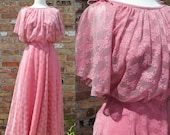 Vintage Lace Dress / Pink / Rose / Mauve / Gown