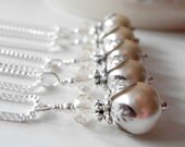 Bridal Jewelry, Bridesmaid Necklaces, Champagne Pearl Pendant in Antiqued Silver, Beaded Wedding Jewellery