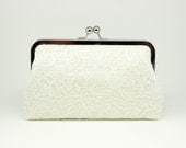 Ivory Bridal Clutch / Lace Clutch / Wedding Purse (Antoinette Clutch : Ivory on Ivory)