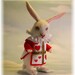 Wonderland The White Rabbit in a Red Queen Hearts Tunic Needle felted Storybook OOAK Doll