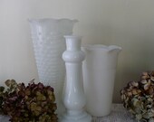 Milk Glass Vase Trio