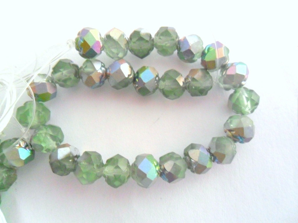 6mm Rosebud Firepolish Czech Glass Beads, Matte Peridot Vitral 25 beads
