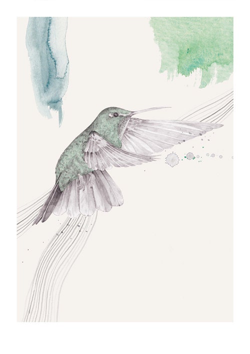 Hummingbird in Flight  A3 SIZE