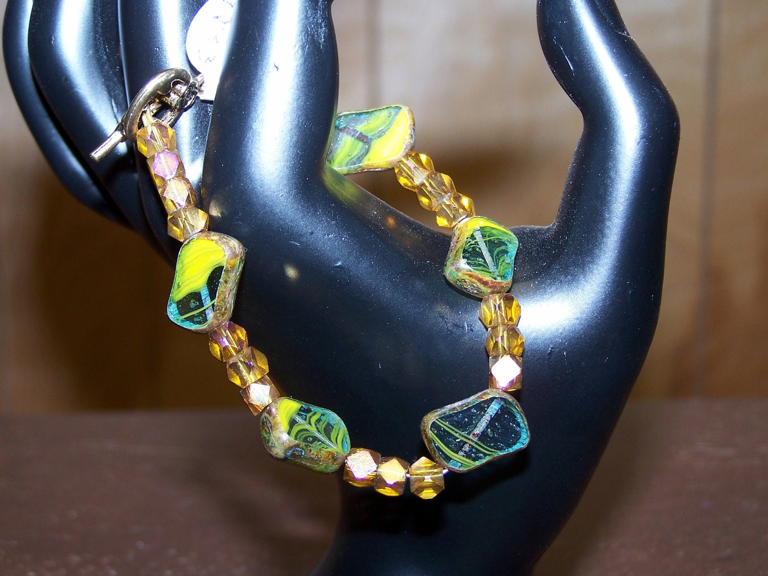 SALE - Yellow Czech Glass Bracelet