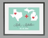 Wedding Gift Couple From Different States Love Equation Custom Print 5 x 7